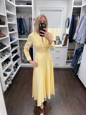 Tuckernuck Yellow Long Sleeve Midi Dress XS